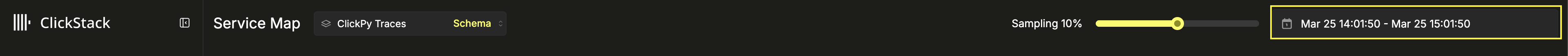 Выбор диапазона дат, выделенный на панели инструментов карты сервисов