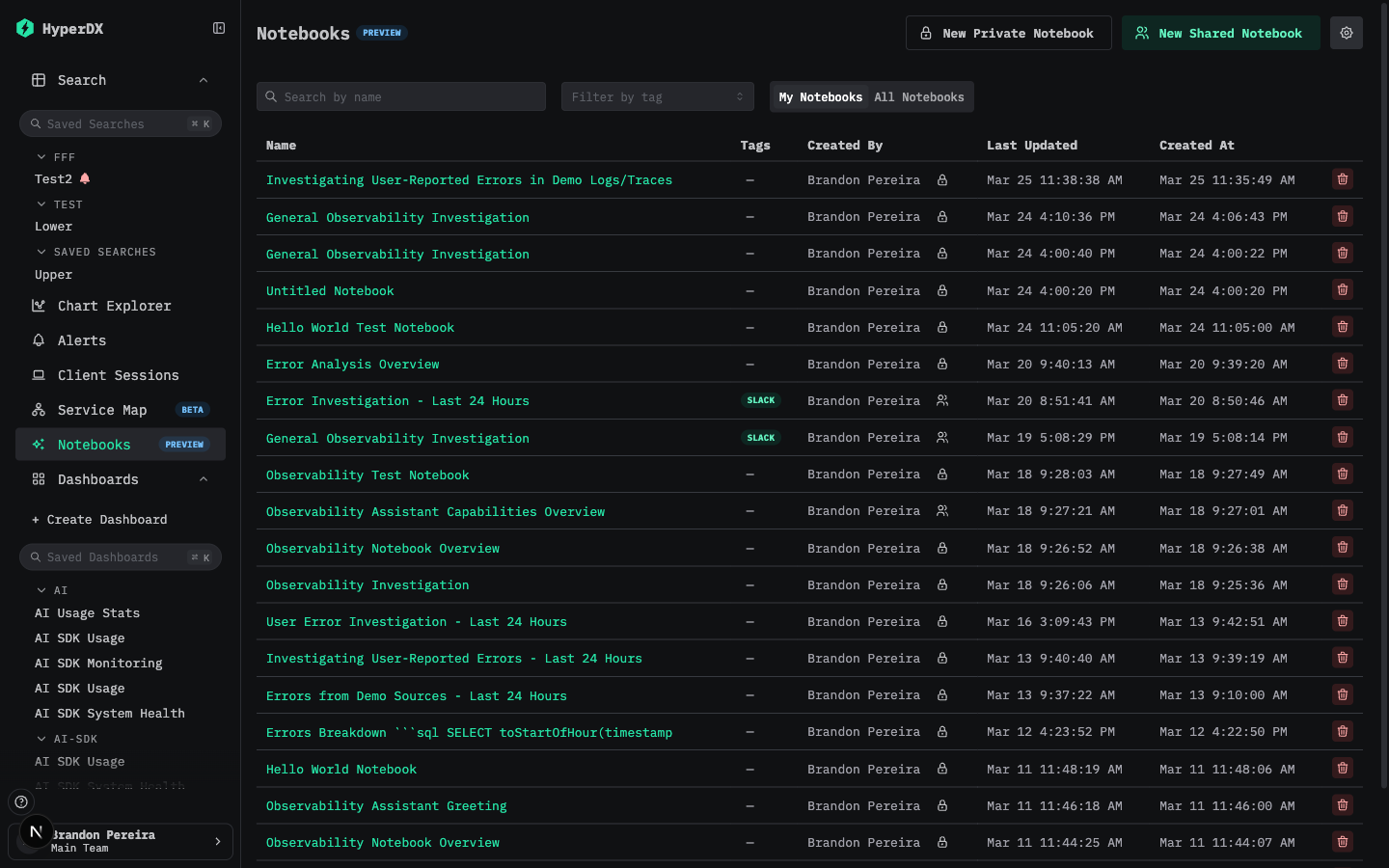 Список блокнотов