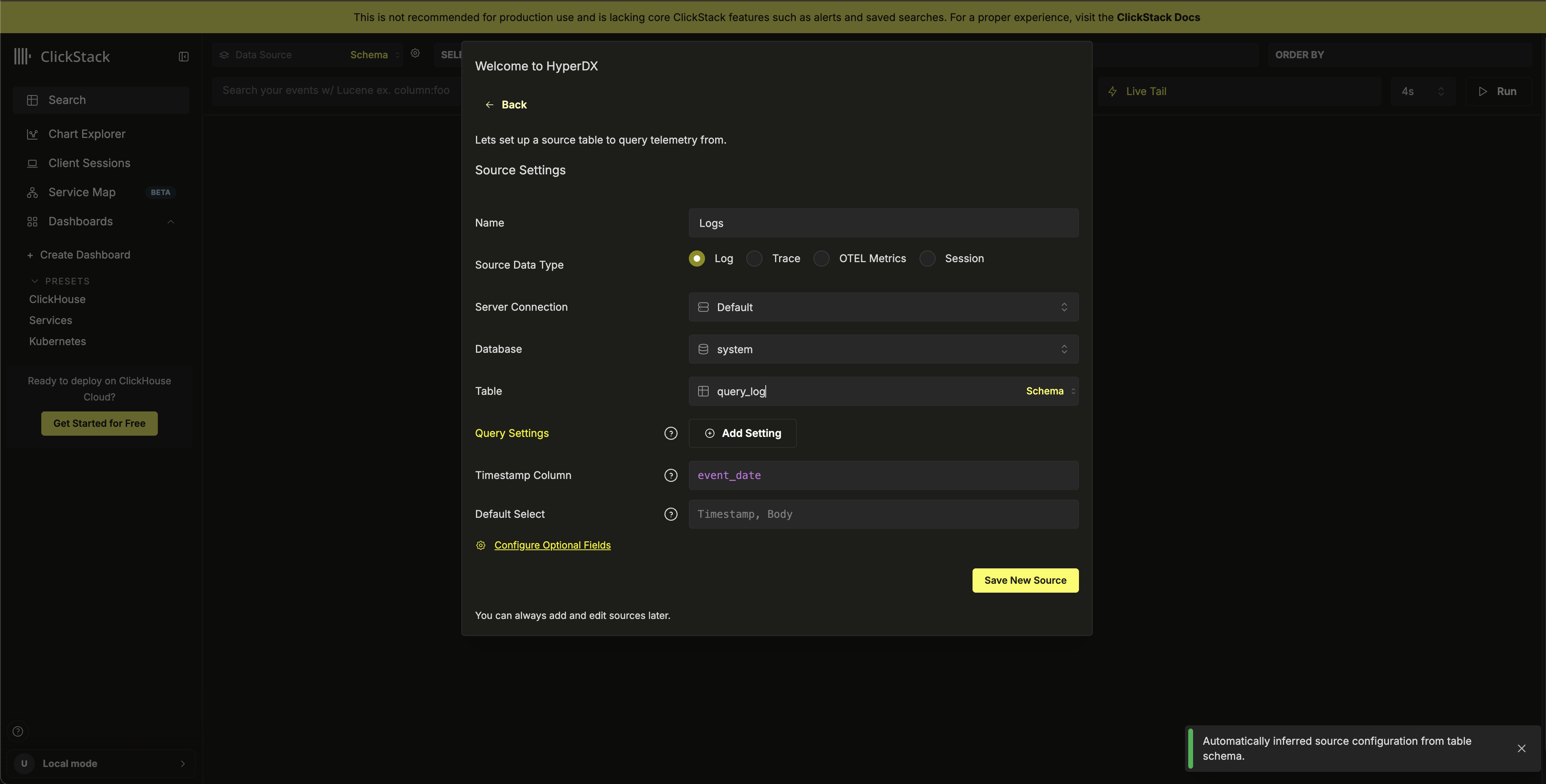 Создание источника
