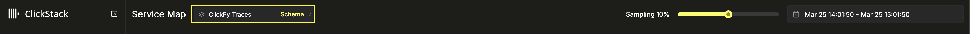 Выбор источника, выделенный на панели инструментов карты сервисов